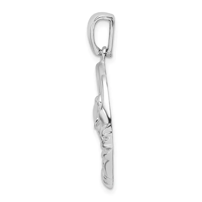 Necklaces TreasureFineJewelers Sterling Silver Polished Dolphin Circle Pendant