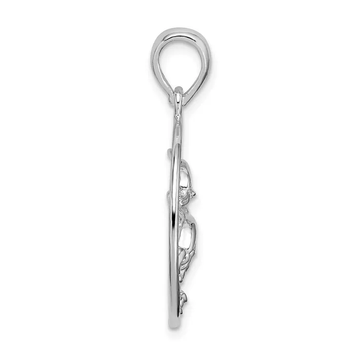 Necklaces TreasureFineJewelers Sterling Silver Polished Dolphins Swimming Oval Pendant