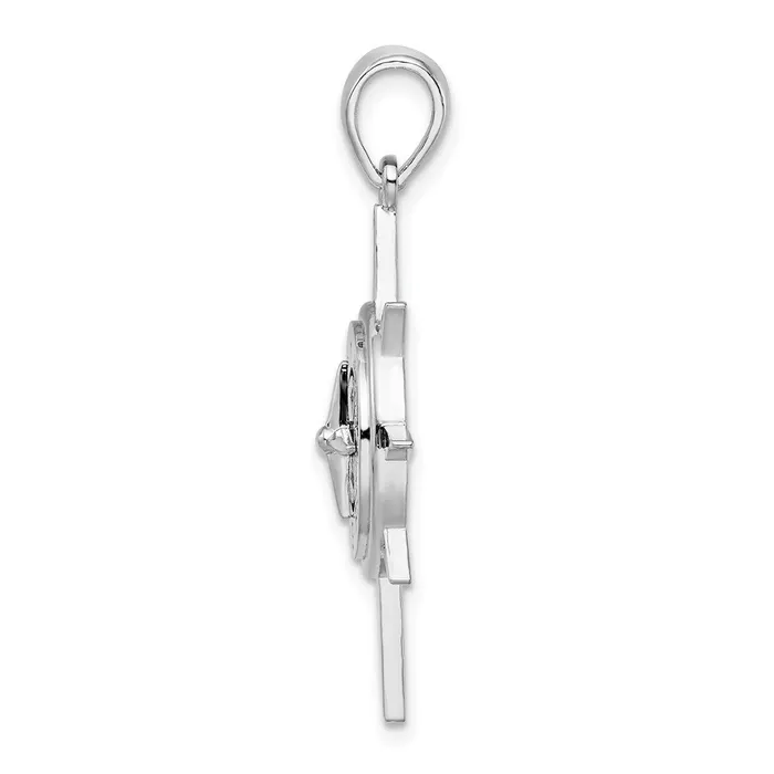 Necklaces TreasureFineJewelers Sterling Silver Polished Star Frame Compass Pendant