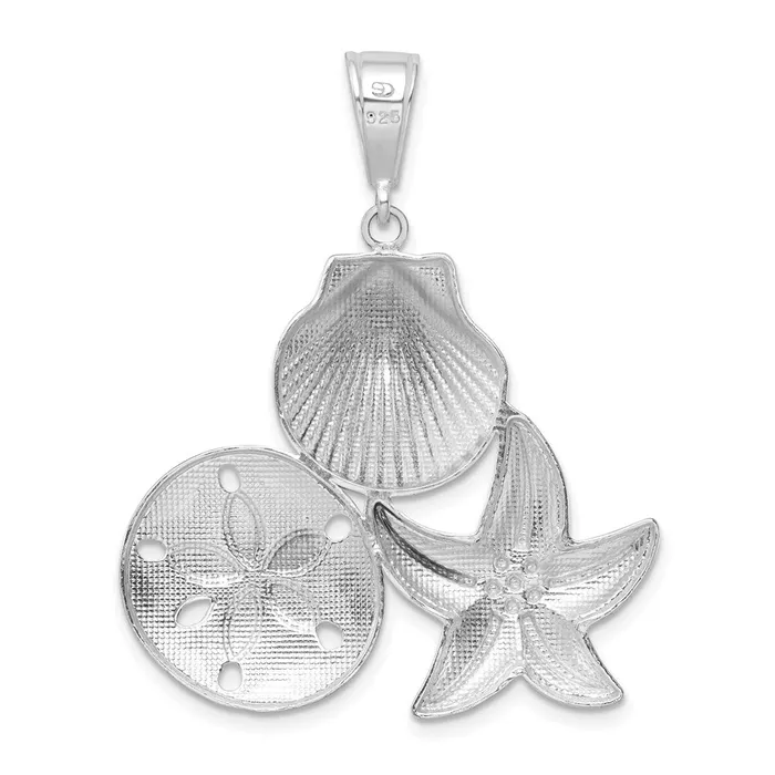 Necklaces TreasureFineJewelers Sterling Silver PolishedTextured Sea Life Pendant