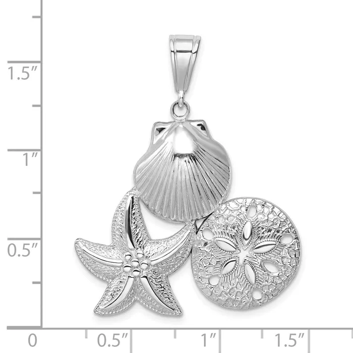 Necklaces TreasureFineJewelers Sterling Silver PolishedTextured Sea Life Pendant