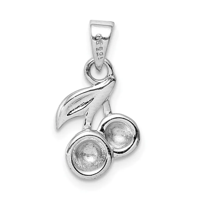 Necklaces TreasureFineJewelers Sterling Silver Rhodiumplated Childs Enameled Cherry Pendant