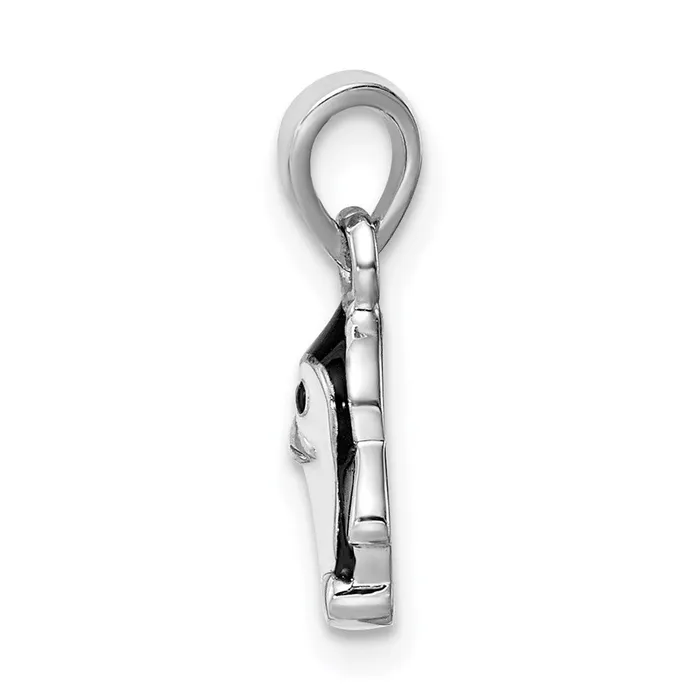 Necklaces TreasureFineJewelers Sterling Silver Rhodiumplated Childs Enameled Penguin Pendant