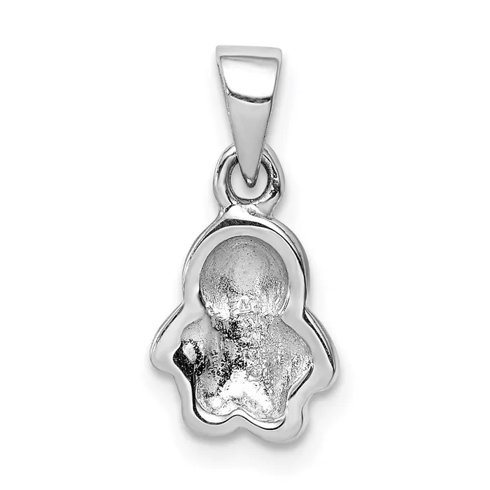 Necklaces TreasureFineJewelers Sterling Silver Rhodiumplated Childs Enameled Penguin Pendant