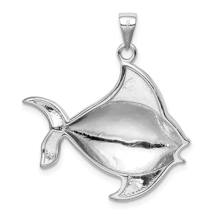 Necklaces TreasureFineJewelers Sterling Silver Rhodiumplated Created Blue Opal Fish Pendant