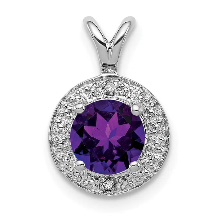Necklaces TreasureFineJewelers Sterling Silver Rhodiumplated Diam Amethyst Pendant Necklaces TreasureFineJewelers Sterling Silver Rhodiumplated Diam Amethyst Pendant