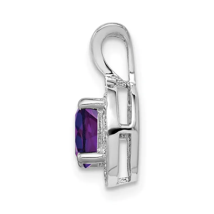 Necklaces TreasureFineJewelers Sterling Silver Rhodiumplated Diam Amethyst Pendant