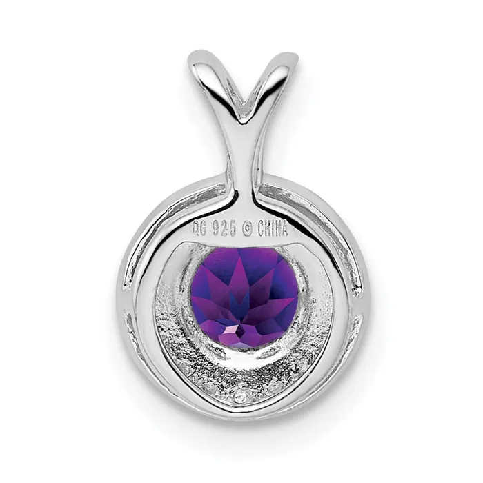 Necklaces TreasureFineJewelers Sterling Silver Rhodiumplated Diam Amethyst Pendant