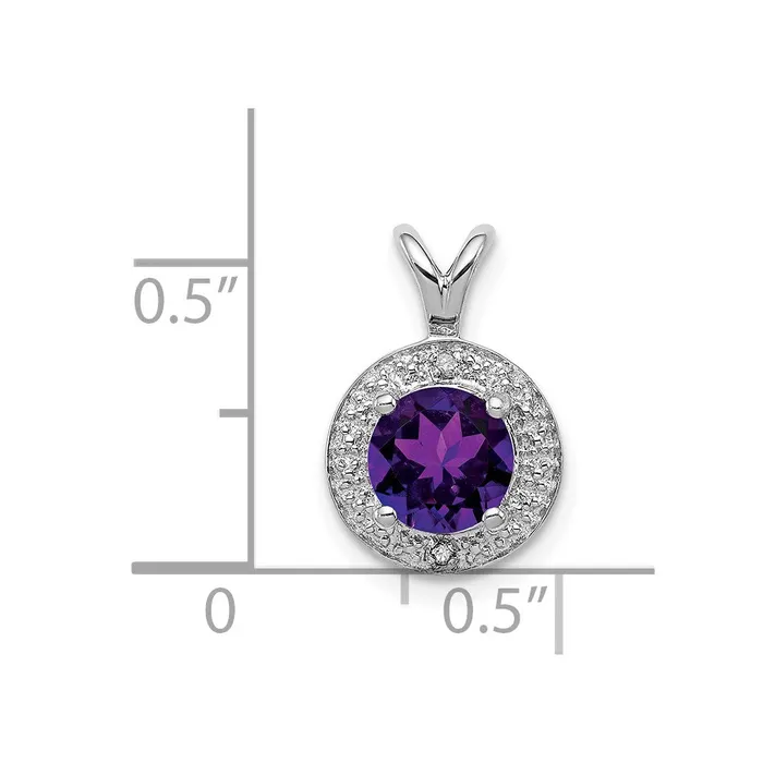 Necklaces TreasureFineJewelers Sterling Silver Rhodiumplated Diam Amethyst Pendant