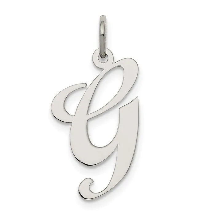 Necklaces TreasureFineJewelers Sterling Silver Rhodiumplated Fancy Script Letter G Initial Charm Necklaces TreasureFineJewelers Sterling Silver Rhodiumplated Fancy Script Letter G Initial Charm