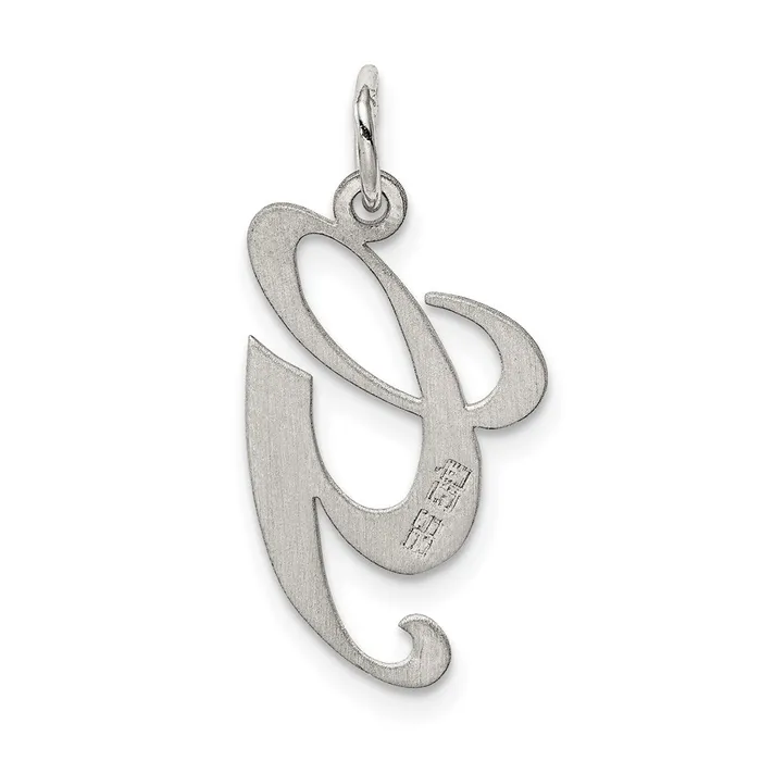 Necklaces TreasureFineJewelers Sterling Silver Rhodiumplated Fancy Script Letter G Initial Charm
