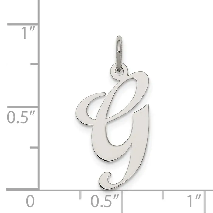 Necklaces TreasureFineJewelers Sterling Silver Rhodiumplated Fancy Script Letter G Initial Charm