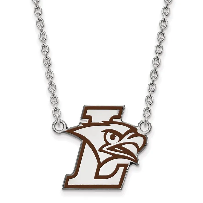 Necklaces TreasureFineJewelers Sterling Silver Rhodiumplated Lehigh University Large Enameled Pendant 18 inch Necklace