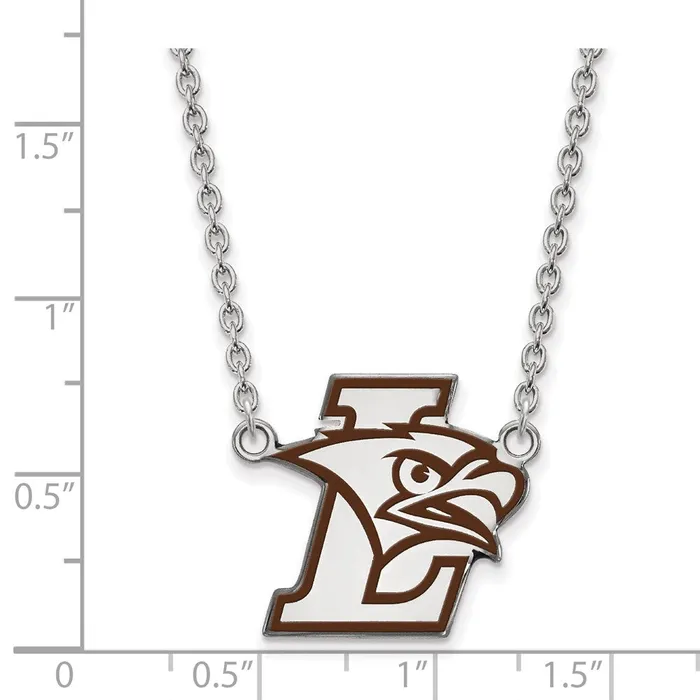 Necklaces TreasureFineJewelers Sterling Silver Rhodiumplated Lehigh University Large Enameled Pendant 18 inch Necklace