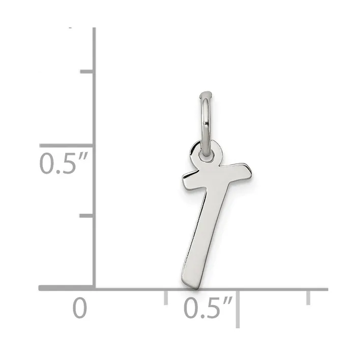 Necklaces TreasureFineJewelers Sterling Silver Rhodiumplated Letter T Initial Charm