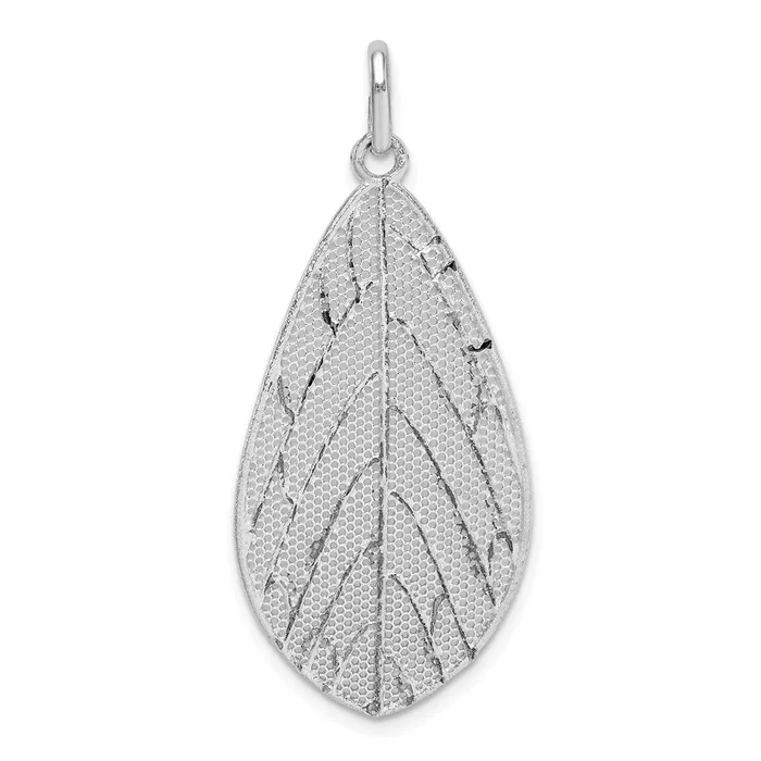 Necklaces TreasureFineJewelers Sterling Silver Rhodiumplated Polished Leaf Pendant Necklaces TreasureFineJewelers Sterling Silver Rhodiumplated Polished Leaf Pendant