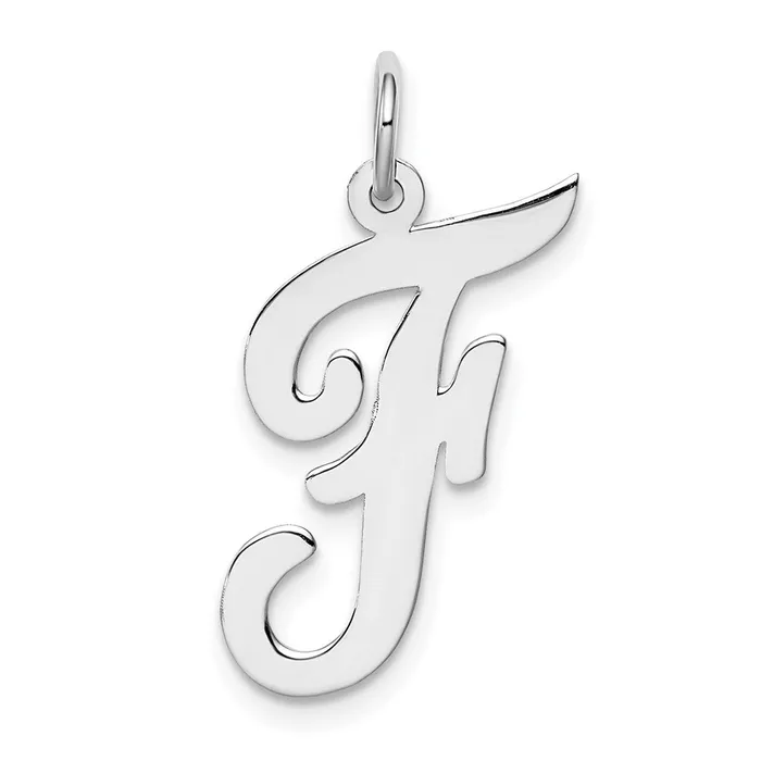 Necklaces TreasureFineJewelers Sterling Silver Rhodiumplated Script Letter F Initial Charm Necklaces TreasureFineJewelers Sterling Silver Rhodiumplated Script Letter F Initial Charm