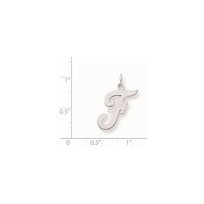 Necklaces TreasureFineJewelers Sterling Silver Rhodiumplated Script Letter F Initial Charm
