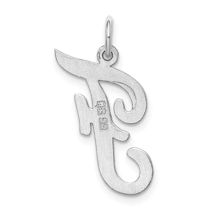 Necklaces TreasureFineJewelers Sterling Silver Rhodiumplated Script Letter F Initial Charm
