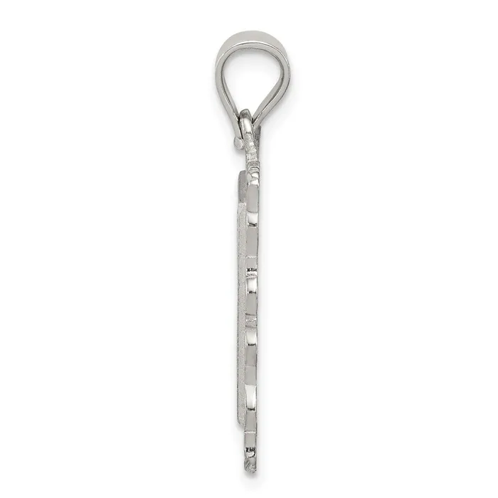 Necklaces TreasureFineJewelers Sterling Silver Square Diamondcut Letter W Initial Pendant