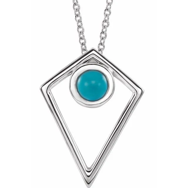Necklaces TreasureFineJewelers Sterling Silver Turquoise Cabochon Pyramid 1618 Necklace Necklaces TreasureFineJewelers Sterling Silver Turquoise Cabochon Pyramid 1618 Necklace