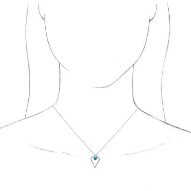 Necklaces TreasureFineJewelers Sterling Silver Turquoise Cabochon Pyramid 1618 Necklace
