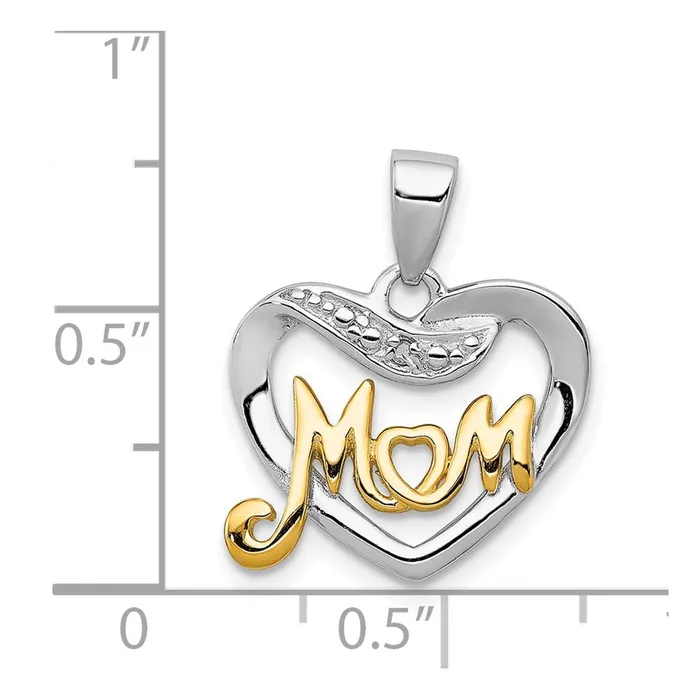 Necklaces TreasureFineJewelers Sterling Silver Vermeil Diamond Mom Pendant