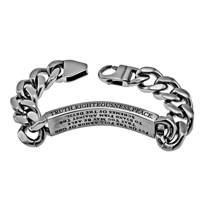 North Arrow Shop Bracelets Christian Bracelet for Men ARMOR OF GOD Stainless Steel Curb Chain North Arrow Shop Bracelets Christian Bracelet for Men ARMOR OF GOD Stainless Steel Curb Chain