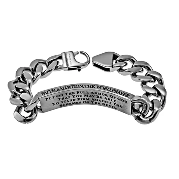 North Arrow Shop Bracelets Christian Bracelet for Men ARMOR OF GOD Stainless Steel Curb Chain North Arrow Shop Bracelets Christian Bracelet for Men ARMOR OF GOD Stainless Steel Curb Chain