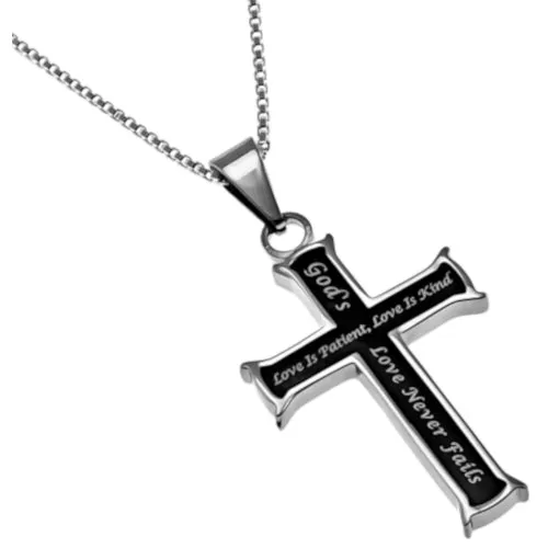 North Arrow Shop Necklaces Love Never Fails 1 Corinthians 13 Black Stainless Steel Cross Pendant North Arrow Shop Necklaces Love Never Fails 1 Corinthians 13 Black Stainless Steel Cross Pendant