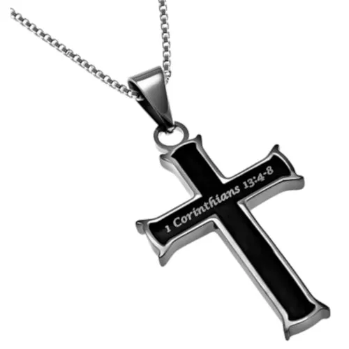 North Arrow Shop Necklaces Love Never Fails 1 Corinthians 13 Black Stainless Steel Cross Pendant North Arrow Shop Necklaces Love Never Fails 1 Corinthians 13 Black Stainless Steel Cross Pendant