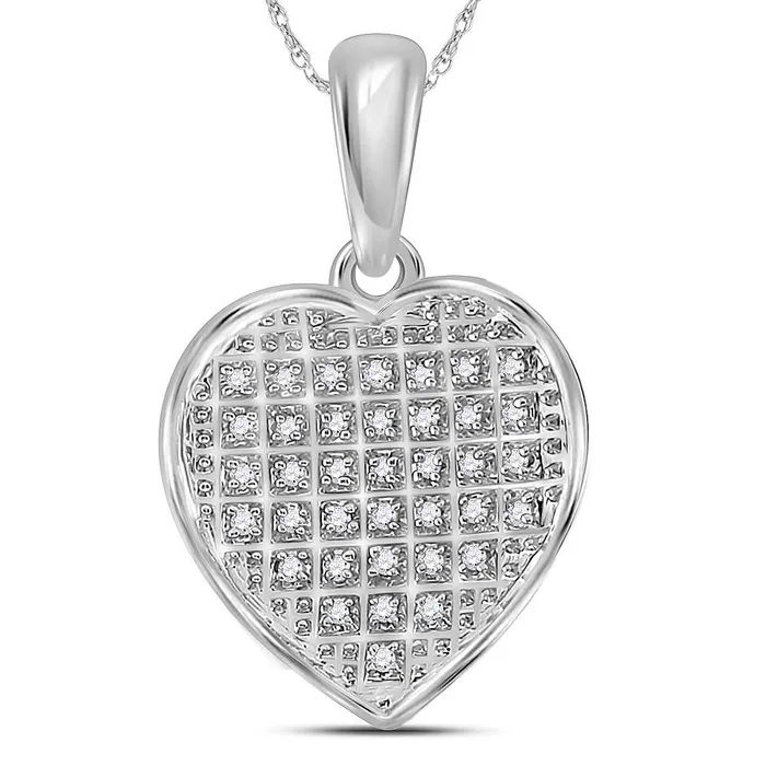 North Arrow Shop Necklaces Sterling Silver Womens Round Diamond Heart Pendant 110 Cttw North Arrow Shop Necklaces Sterling Silver Womens Round Diamond Heart Pendant 110 Cttw