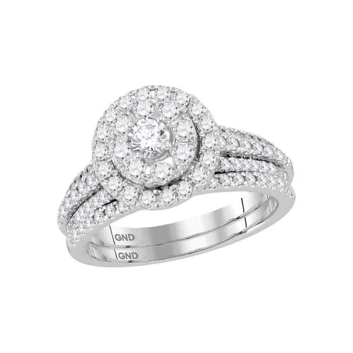 North Arrow Shop Rings 14kt white gold womens round diamond halo bridal wedding engagement ring band set 100 cttw118473