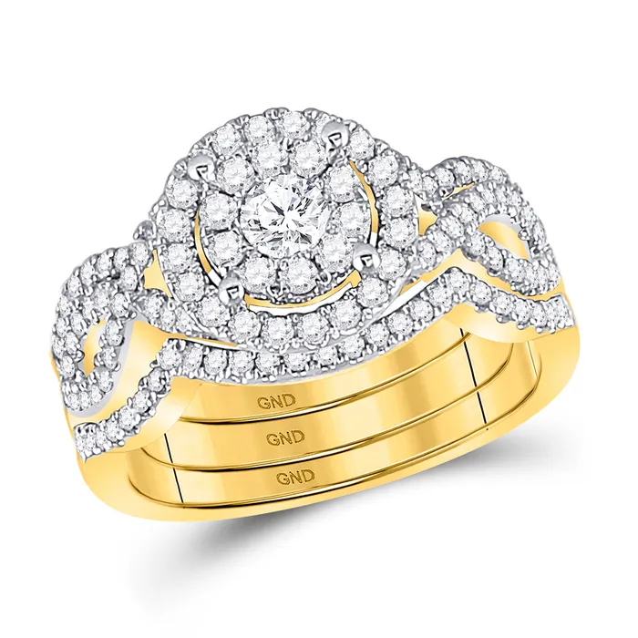 North Arrow Shop Rings 14kt yellow gold womens round diamond 3 piece bridal wedding ring set 100 cttw118264