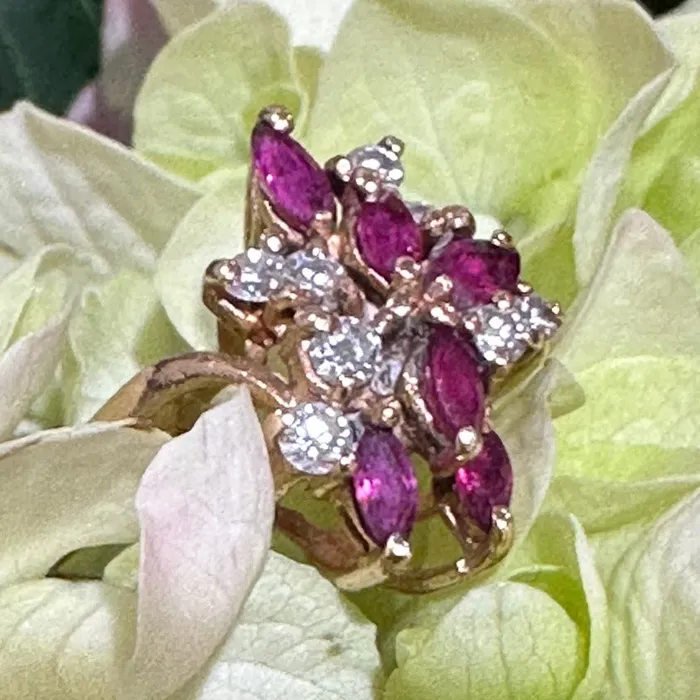 ONeills Estate Jewelry Rings 14 Karat Yellow Gold Ruby and Diamond Ring 20002019