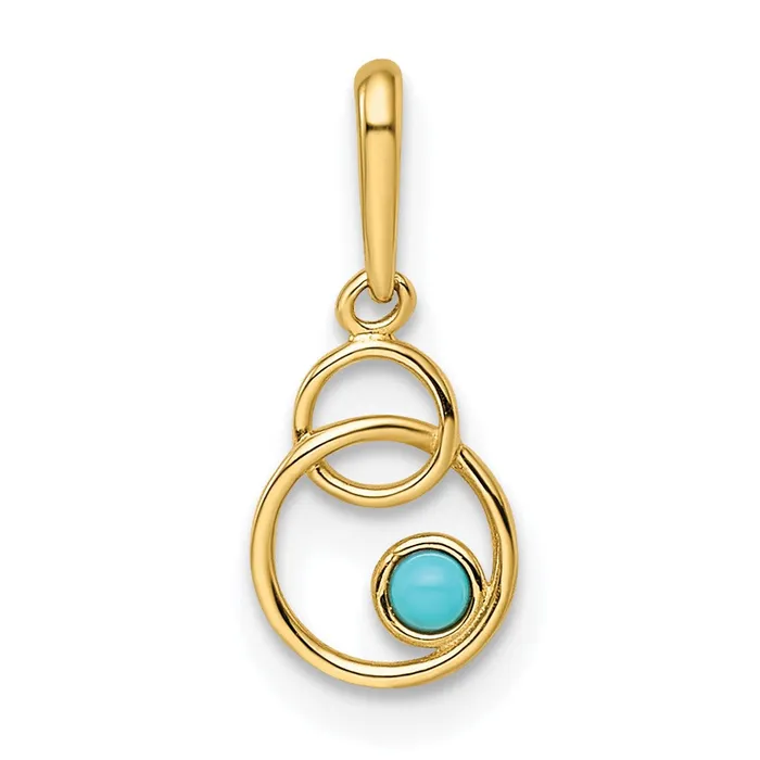PreStyled Sets 14k Yellow Gold Synthetic Turquoise Circle Pendant TreasureFineJewelers PreStyled Sets 14k Yellow Gold Synthetic Turquoise Circle Pendant TreasureFineJewelers