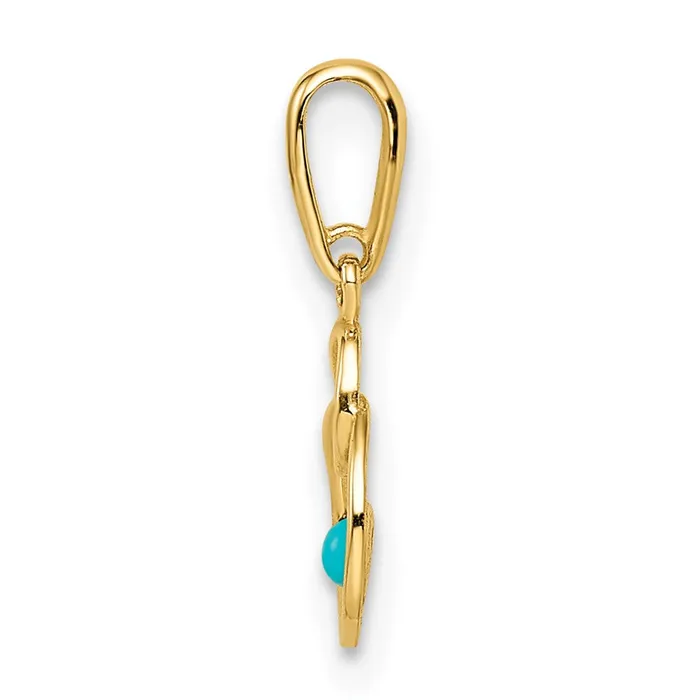 PreStyled Sets 14k Yellow Gold Synthetic Turquoise Circle Pendant TreasureFineJewelers