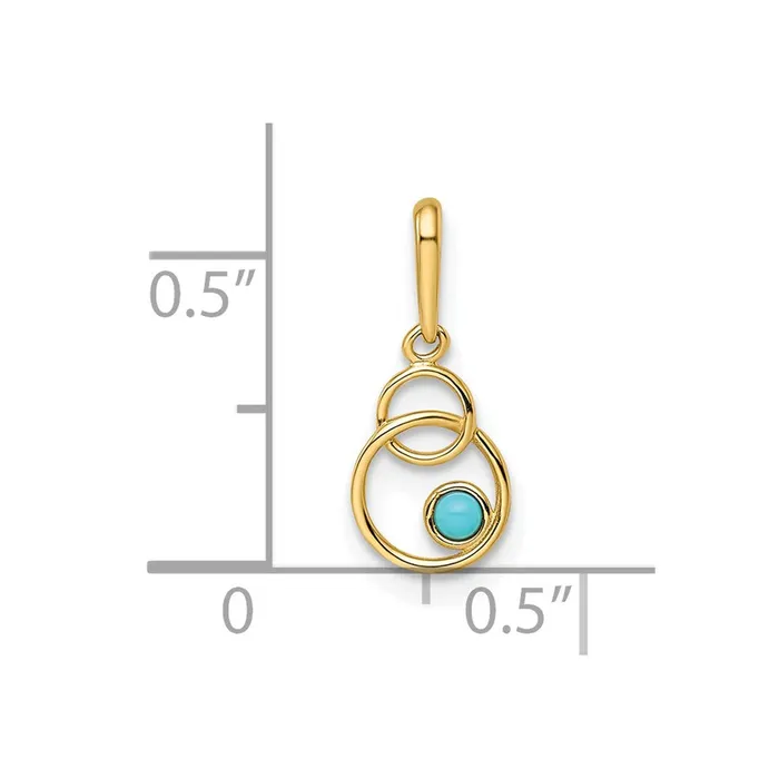 PreStyled Sets 14k Yellow Gold Synthetic Turquoise Circle Pendant TreasureFineJewelers