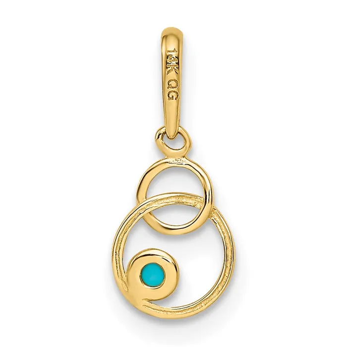 PreStyled Sets 14k Yellow Gold Synthetic Turquoise Circle Pendant TreasureFineJewelers