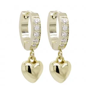 Puffy gold heart huggies Perfect Piercing Necklaces