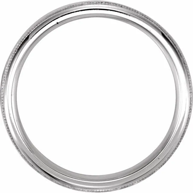 Rings 14K White Gold 5 mm Half Round ComfortFit Milgrain Band With Hammer Finish TreasureFineJewelers