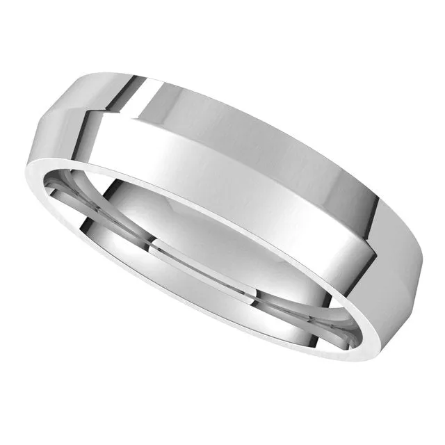 Rings 14K White Gold 5 mm Knife Edge Comfort Fit Wedding Band TreasureFineJewelers