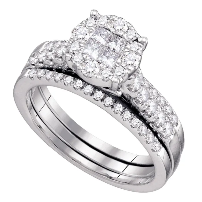 Rings 14kt white gold womens princess diamond soleil bridal wedding engagement ring band set 100 cttw67338 North Arrow Shop