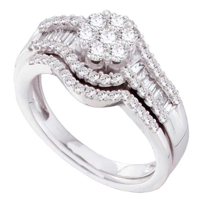 Rings North Arrow Shop 14kt white gold womens round diamond cluster bridal wedding engagement ring band set 100 cttw44424