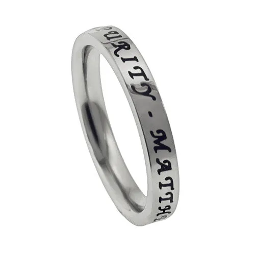 Rings North Arrow Shop Christian Purity Ring June Birthstone Lavender CZ with Bible Verse Stainless Steel Rings North Arrow Shop Christian Purity Ring June Birthstone Lavender CZ with Bible Verse Stainless Steel