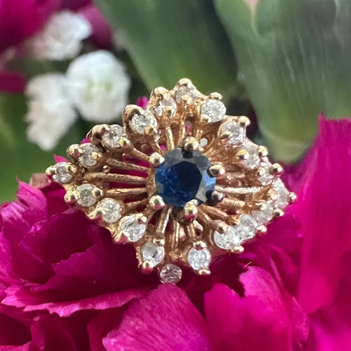 Rings ONeills Estate Jewelry 14 Karat Yellow Gold Sapphire Diamond Ring 20002508