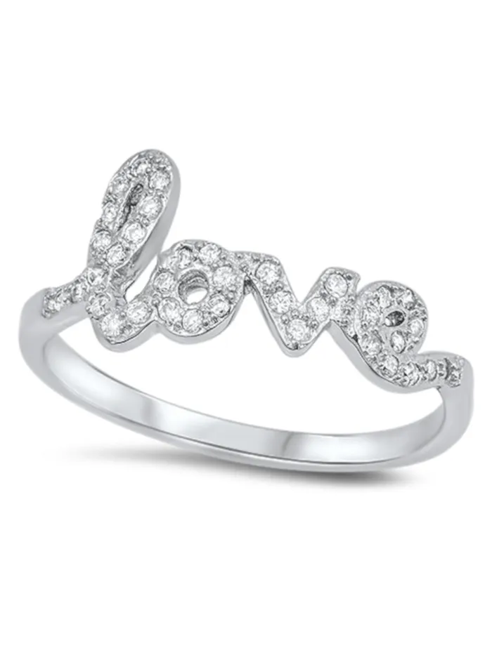 Rings Sparkly CZ Stone LOVE Sterling Silver Ring Thin Band With FREE Gift Box North Arrow Shop Rings Sparkly CZ Stone LOVE Sterling Silver Ring Thin Band With FREE Gift Box North Arrow Shop