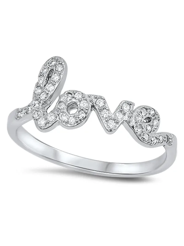 Rings Sparkly CZ Stone LOVE Sterling Silver Ring Thin Band With FREE Gift Box North Arrow Shop Rings Sparkly CZ Stone LOVE Sterling Silver Ring Thin Band With FREE Gift Box North Arrow Shop
