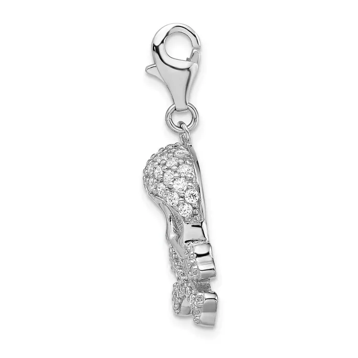 Rings Sterling Silver Amore La Vita Rhodiumpl CZ Skull and Cross Bones Charm TreasureFineJewelers