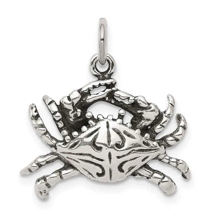 Rings Sterling Silver Antiqued Crab Charm TreasureFineJewelers